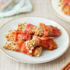 bacon-warapped enoki mushrooms