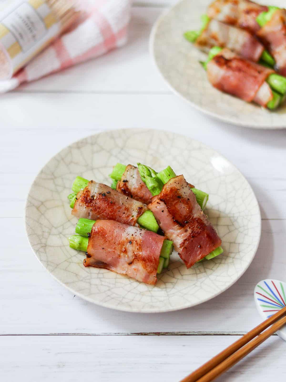 Japanese style bacon-wrapped asparagus