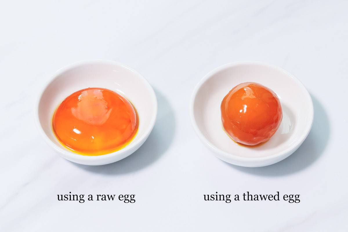 difference between raw eggs and thawed eggs