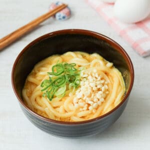 Kamatama Udon (udon noodles mixed with egg and dashi soy sauce)