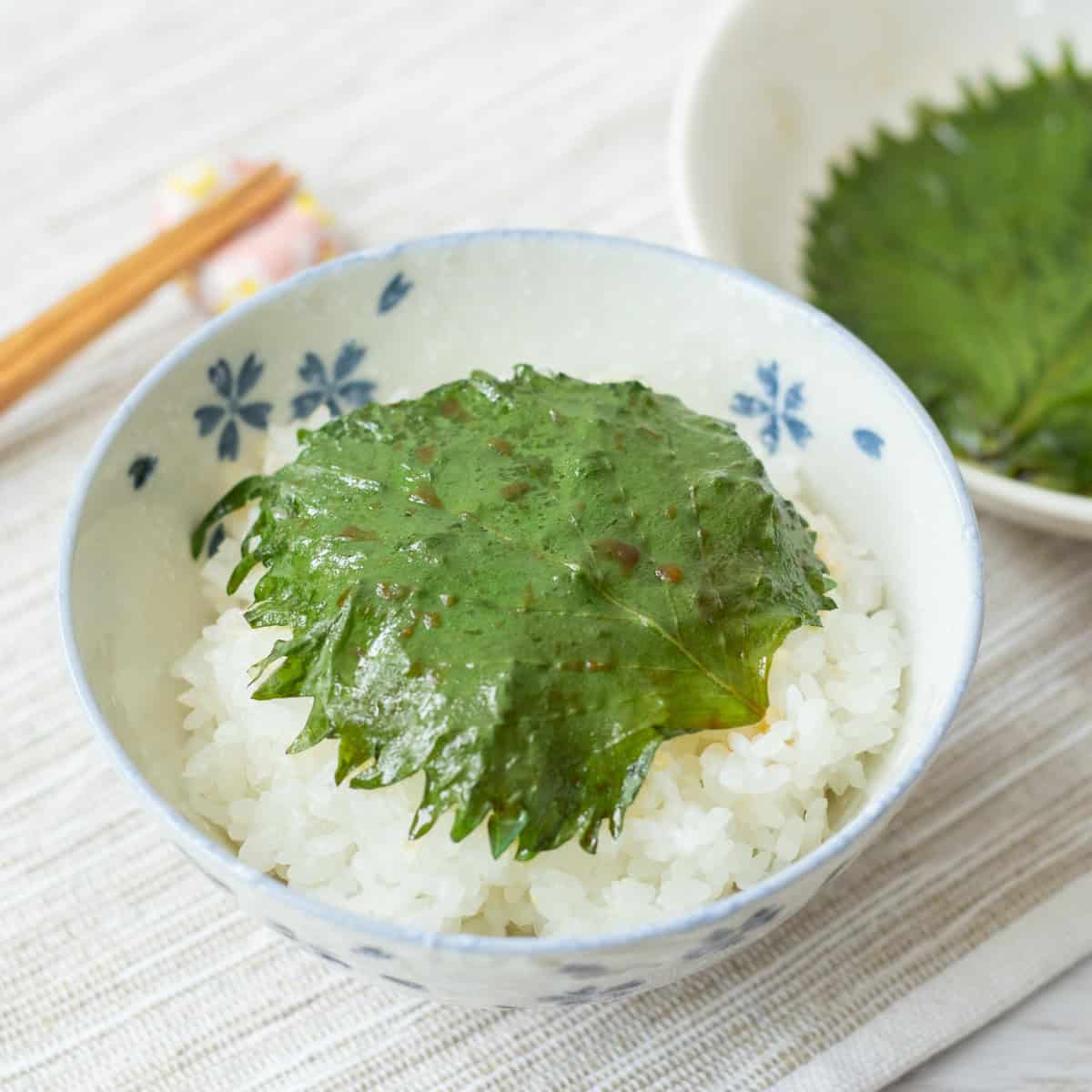 Japanese Pickled Shiso (Perilla) Leaves in Soy Sauce