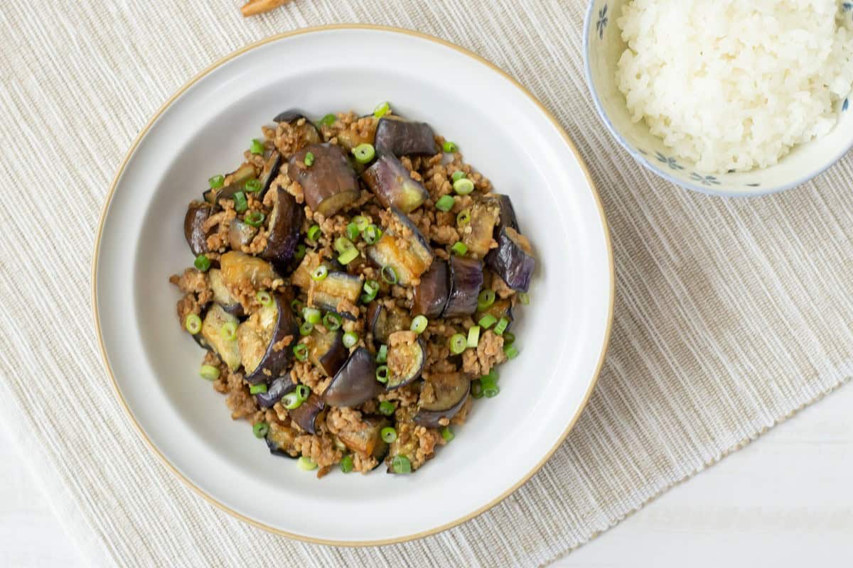 Stir-Fried Japanese Eggplant with Ground Meat