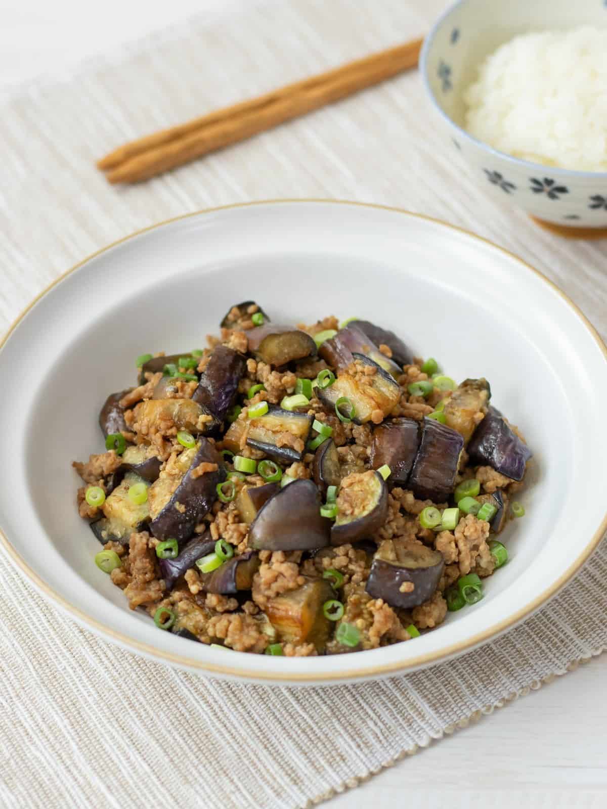 Stir-Fried Japanese Eggplant with Ground Meat