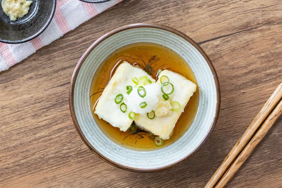 Agedashi Tofu (Japanese Deep Fried Tofu in a Dashi-Based Sauce)