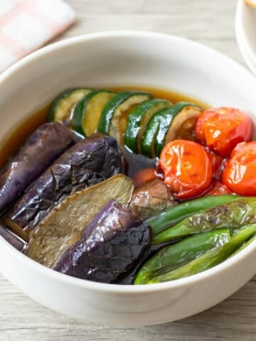 Vegetable Yakibitashi (grilled vegetables in dashi broth)