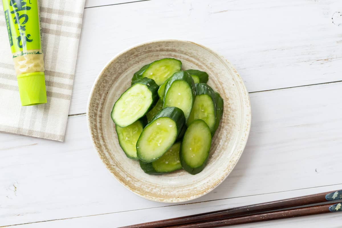 Cucumber Wasabizuke (Wasabi cucumber pickles)