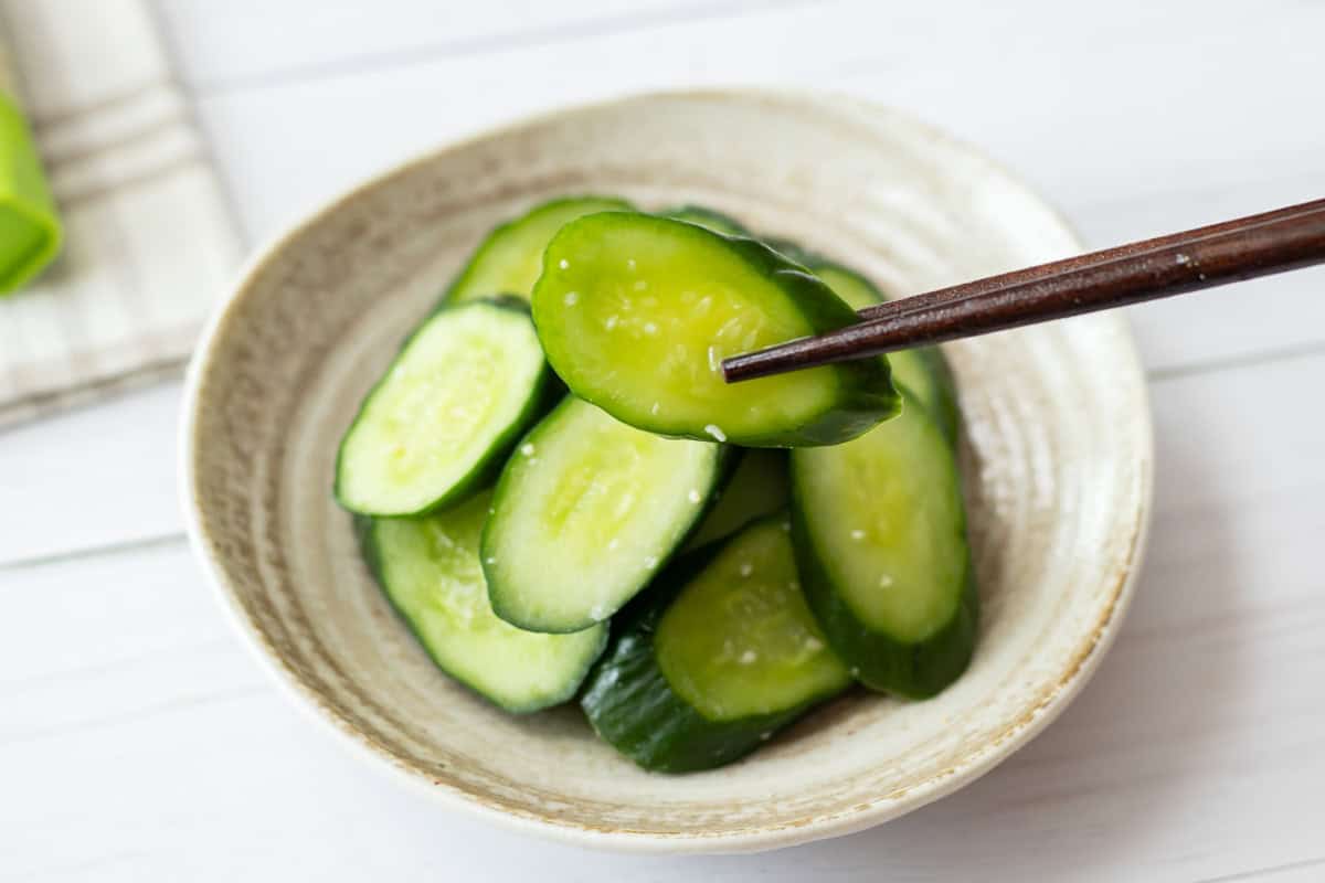 Cucumber Wasabizuke (Wasabi cucumber pickles)