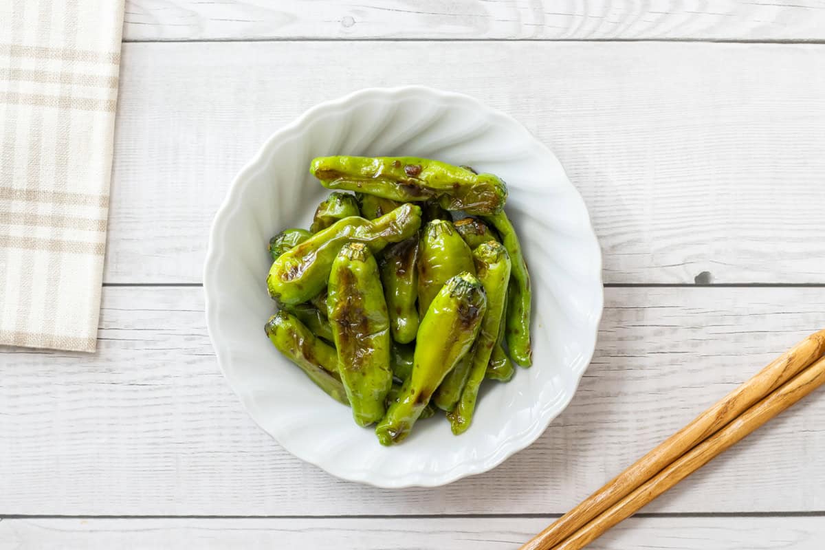 Blistered Shishito Peppers with Ginger Soy Sauce