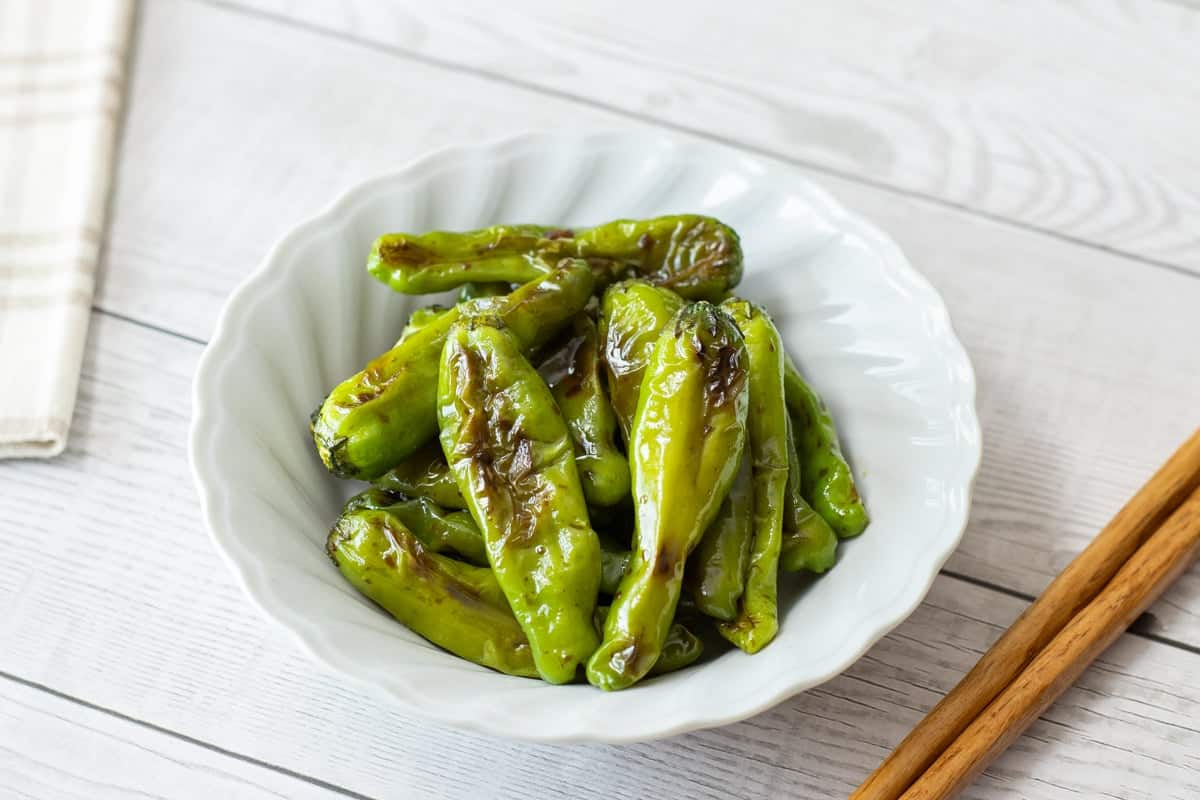 Blistered Shishito Peppers with Ginger Soy Sauce