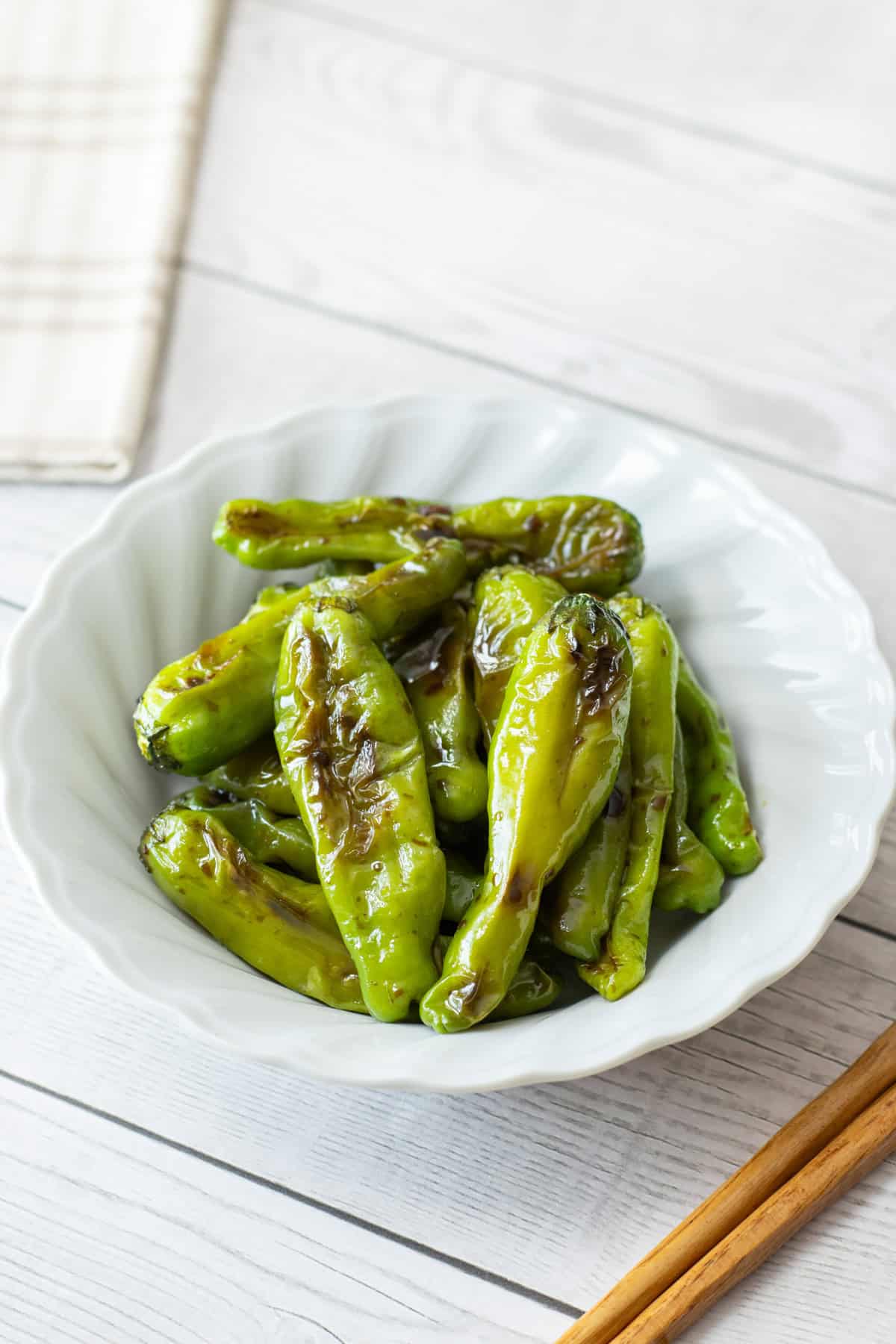 Blistered Shishito Peppers with Ginger Soy Sauce