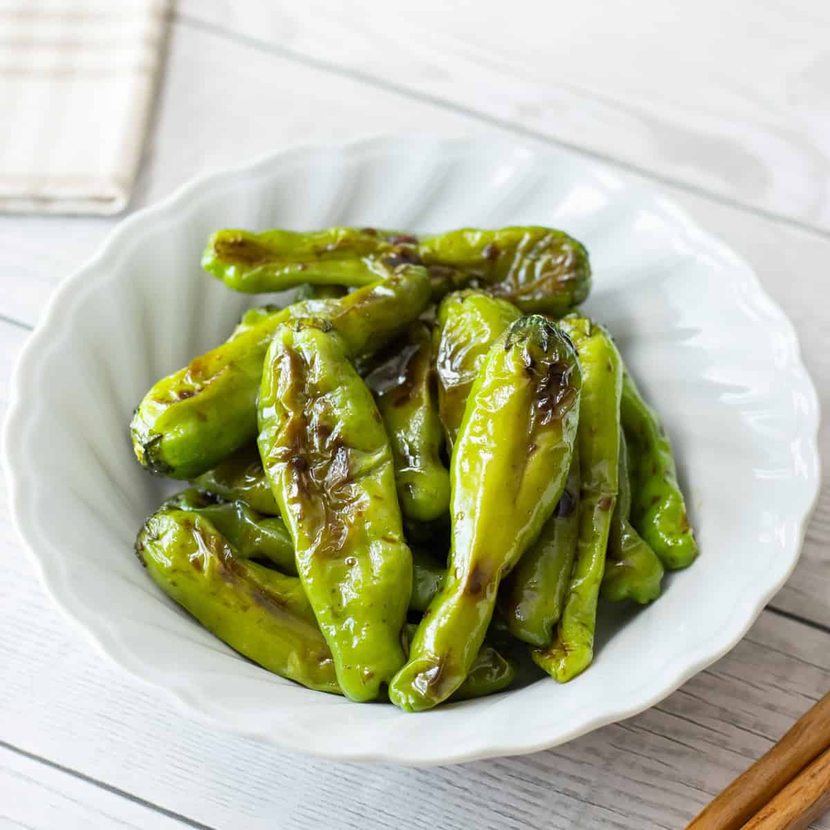 Blistered Shishito Peppers with Ginger Soy Sauce